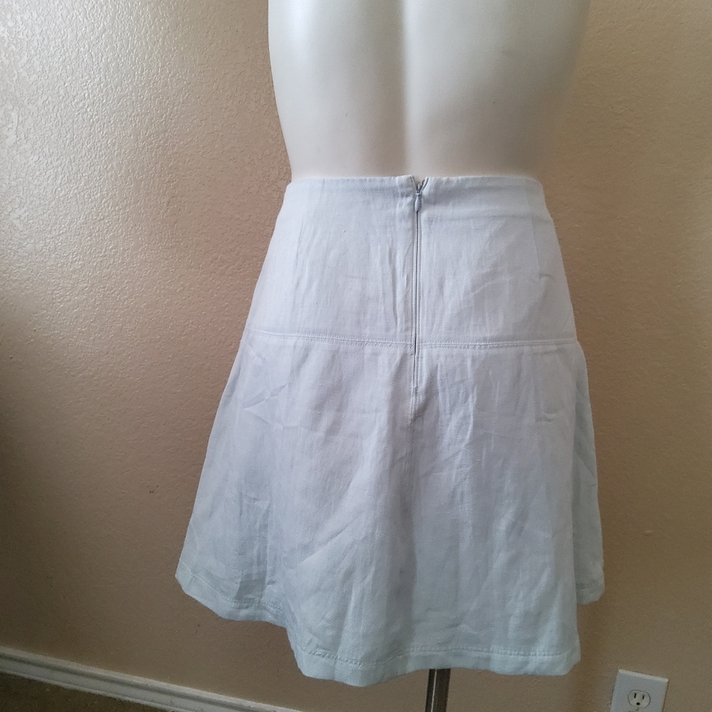 Ann Taylor Loft Linen Flare A-Line Mini Skirt Size 14 Blue New - Picture 5 of 10